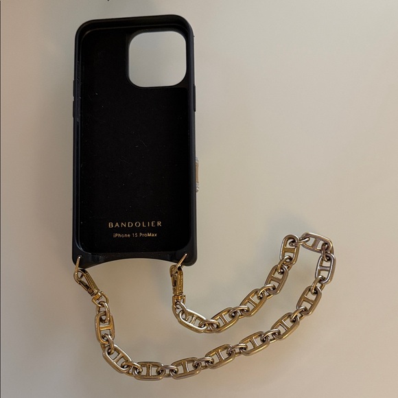 Bandolier Black Case with Gold Chain for iPhone 15 Pro Max - Picture 1 of 2